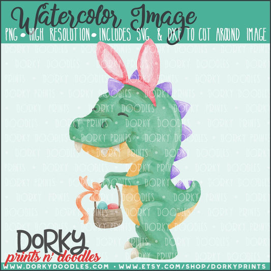 Easter DinoBunny Watercolor PNG