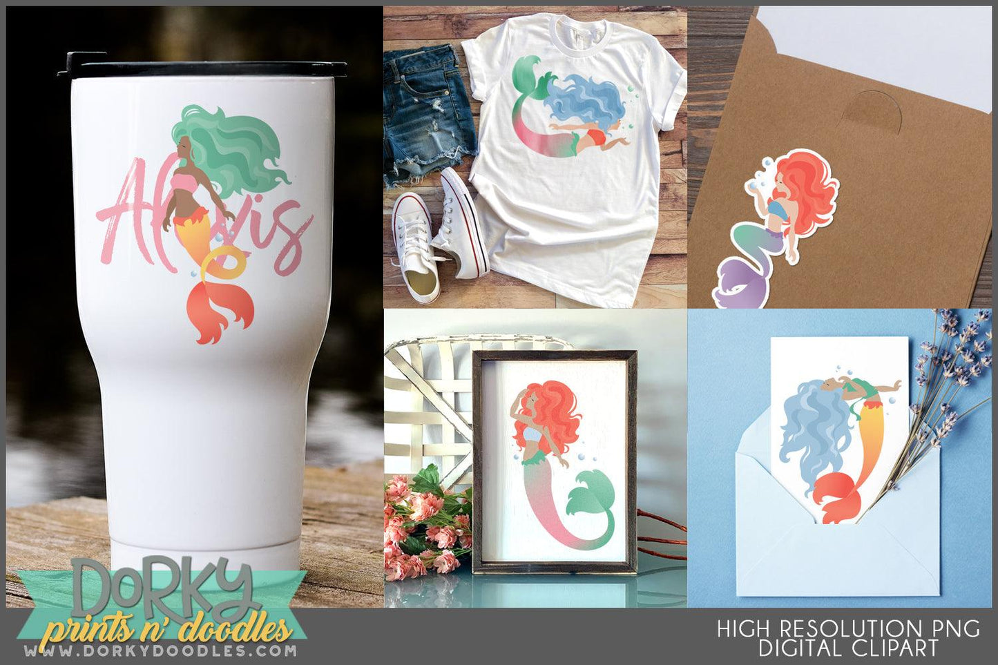 Elegant Mermaids Summer Clipart