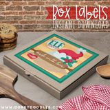 Elf Treats Christmas Labels for Mini Pizza Box and Gifts - Printables - Dorky Doodles