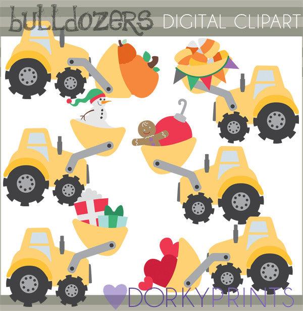 Fall and Winter Bulldozer Christmas Clipart