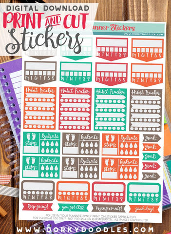 Fall Colors Habit Tracking Print and Cut Planner Stickers