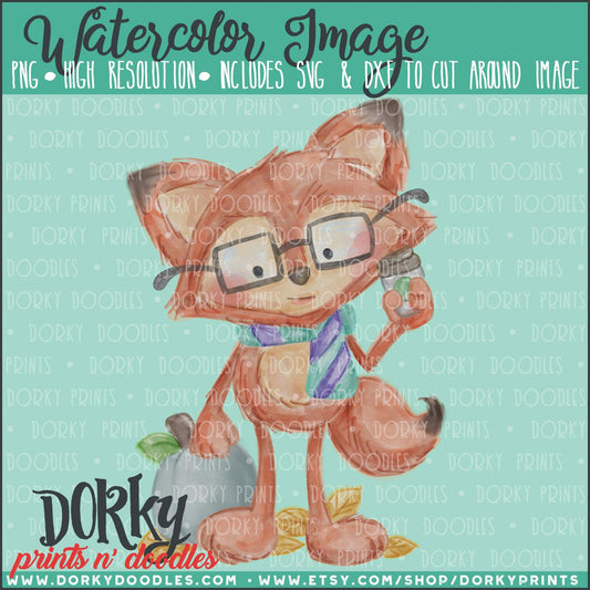 Fall Fox Watercolor PNG