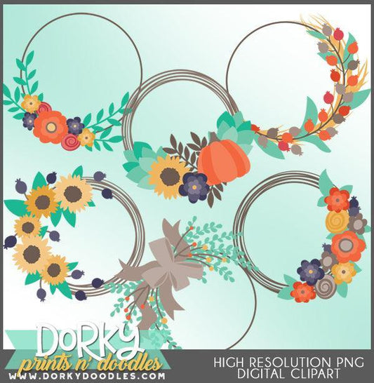 Fall Wreath Thanksgiving Clipart