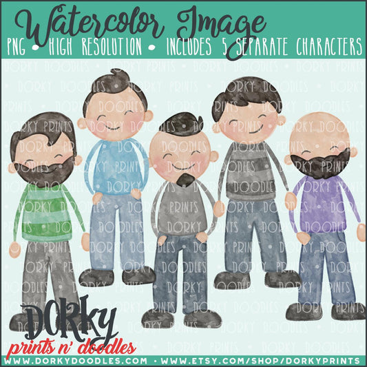 Family Character Watercolor PNG Alternate Men