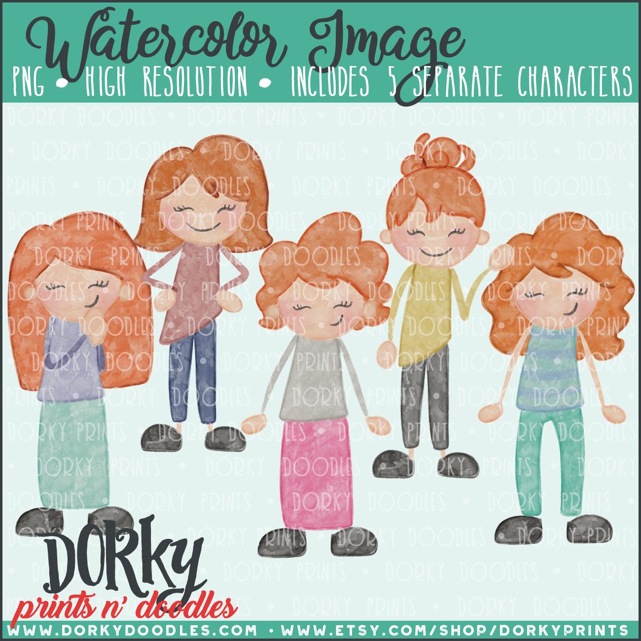 Family Character Watercolor PNG Alternate Women