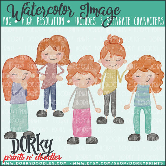 Family Character Watercolor PNG Alternate Women