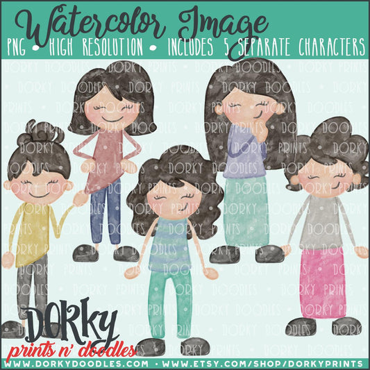 Family Character Watercolor PNG Alternate Women