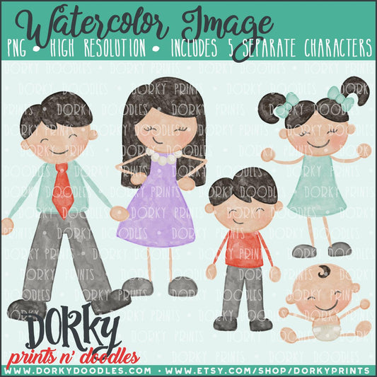 Family Members Watercolor PNG