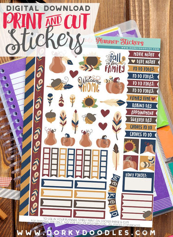Family Thanksgiving Print and Cut Planner Stickers