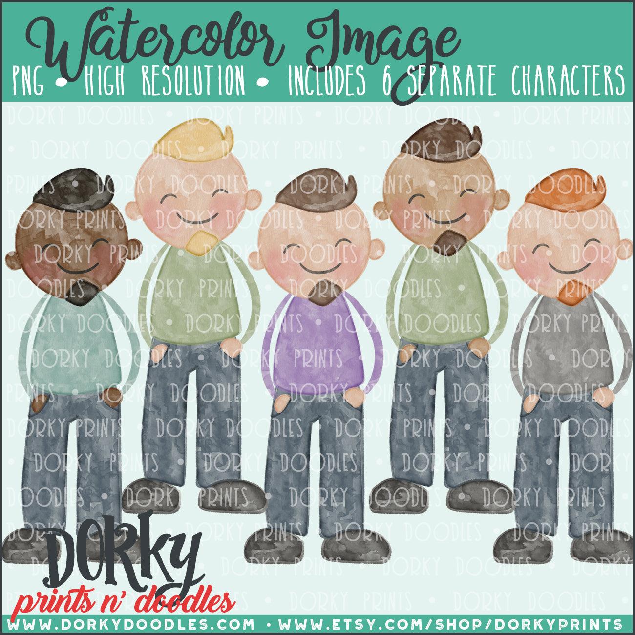 Family Watercolor PNG Alternate Goatee Men