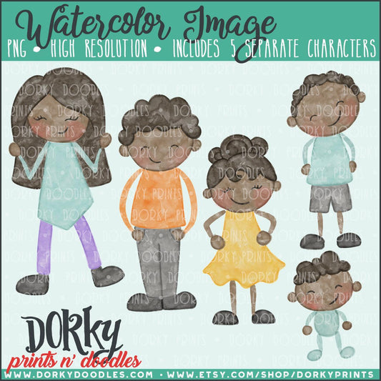 Family Watercolor PNG Alternate Kids