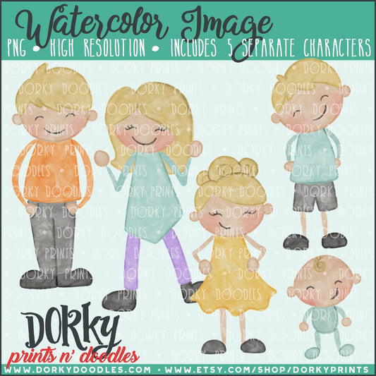 Family Watercolor PNG Alternate Kids