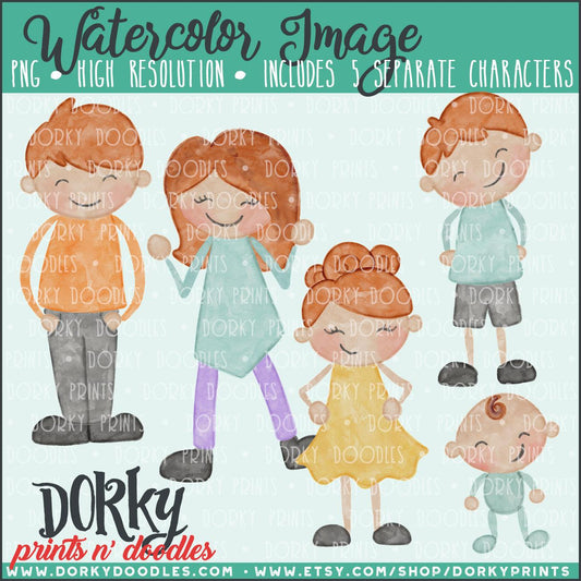 Family Watercolor PNG Alternate Kids