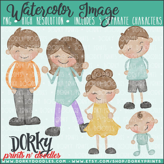 Family Watercolor PNG Alternate Kids