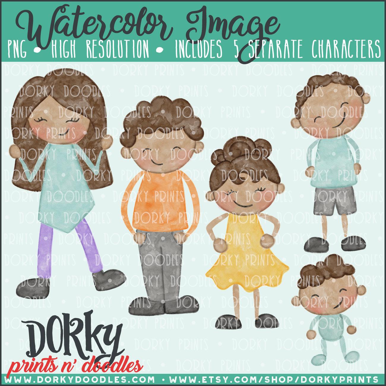 Family Watercolor PNG Alternate Kids