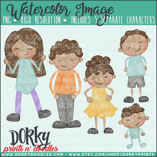 Family Watercolor PNG Alternate Kids