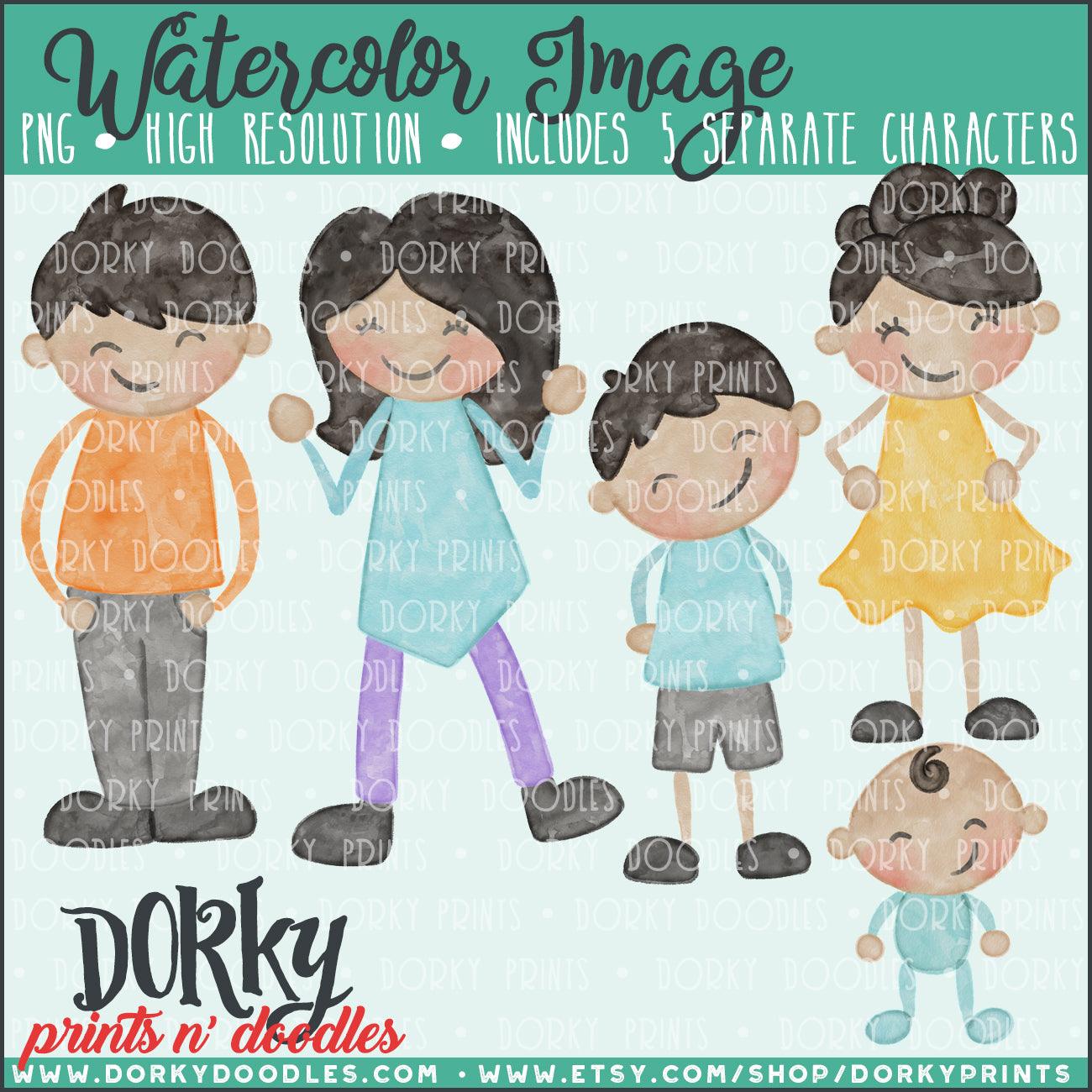 Family Watercolor PNG Alternate Kids