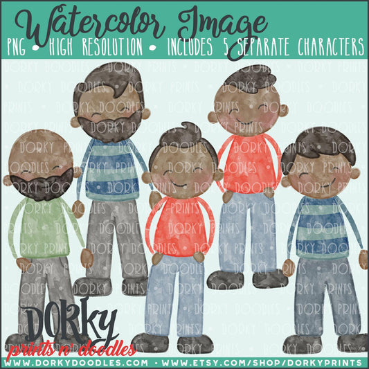 Family Watercolor PNG Alternate Men
