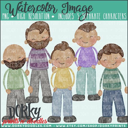 Family Watercolor PNG Alternate Men
