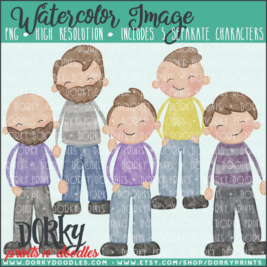 Family Watercolor PNG Alternate Men