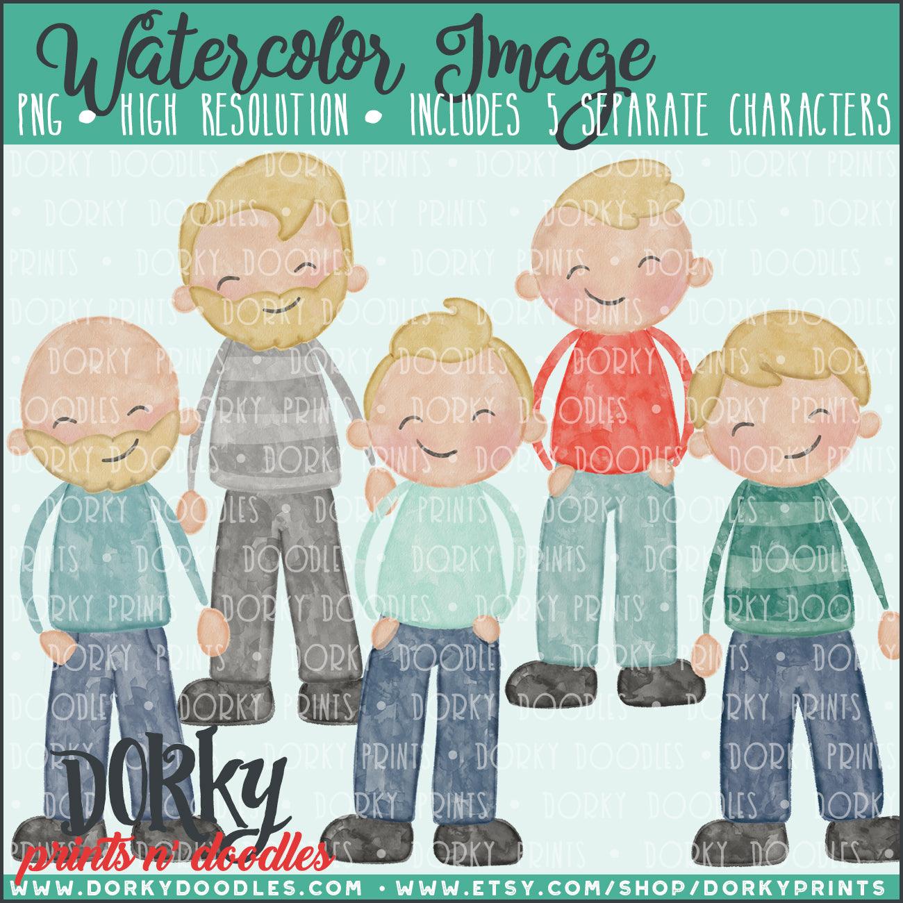 Family Watercolor PNG Alternate Men