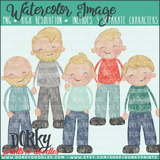 Family Watercolor PNG Alternate Men