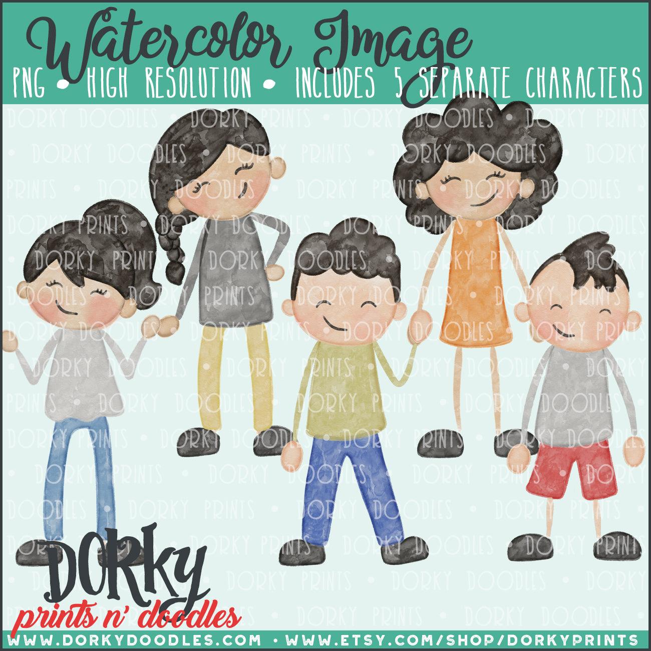 Family Watercolor PNG Alternate Teens