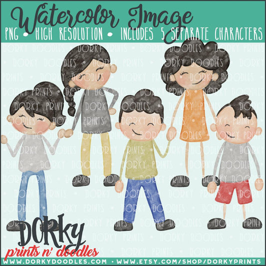 Family Watercolor PNG Alternate Teens