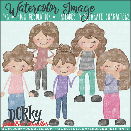 Family Watercolor PNG Alternate Women