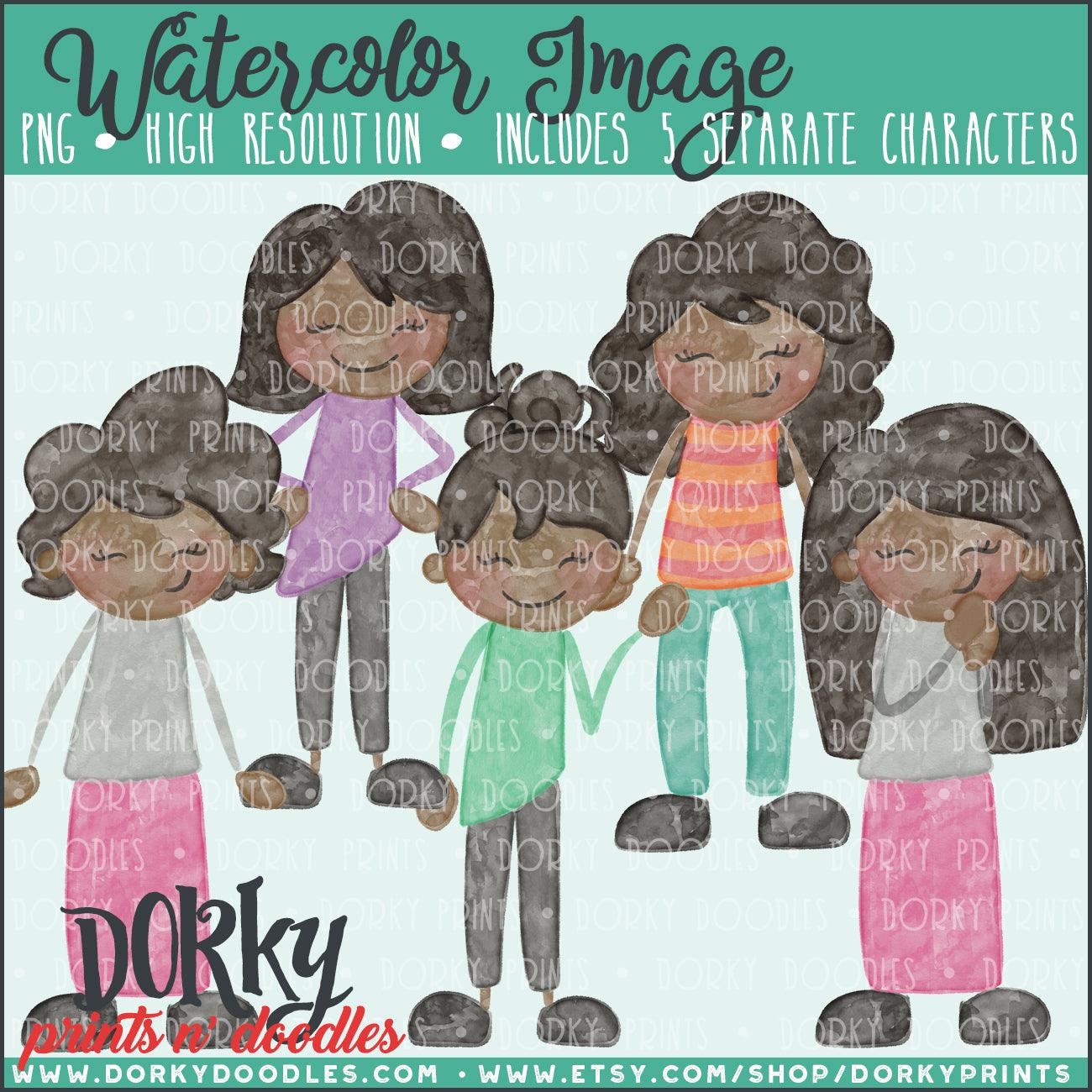 Family Watercolor PNG Alternate Women