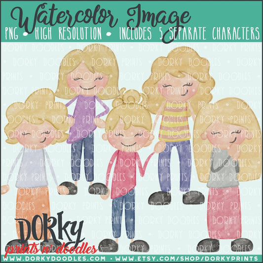 Family Watercolor PNG Alternate Women