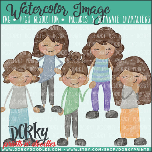 Family Watercolor PNG Alternate Women