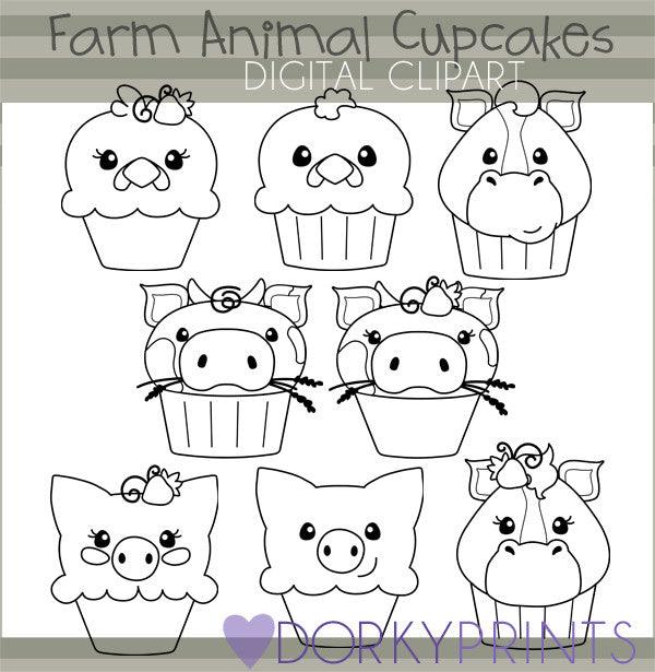 cupcake clipart black and white