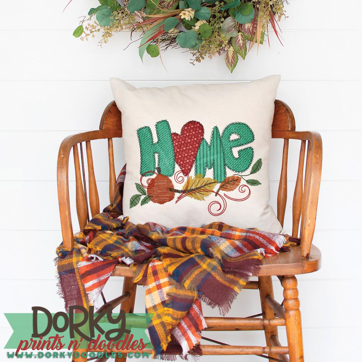 Faux Embroidery "Home" Watercolor PNG
