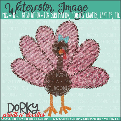 Faux Embroidery Turkey  Watercolor PNG
