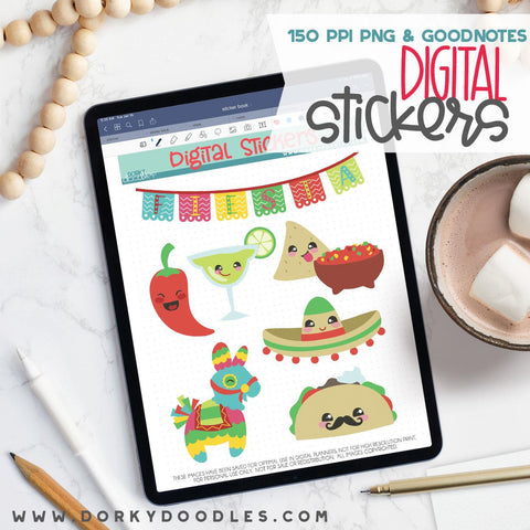 Fiesta Digital Planner Stickers - Dorky Doodles