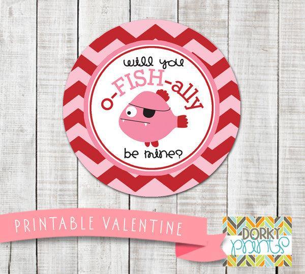 Fish Valentine Circle Tags Holiday Printables