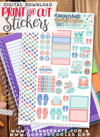 Flip Flops Print and Cut Planner Stickers