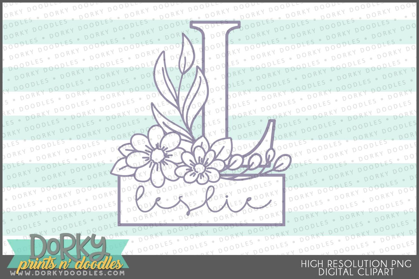 Floral Box Monogram Alphabet Clipart - Dorky Doodles