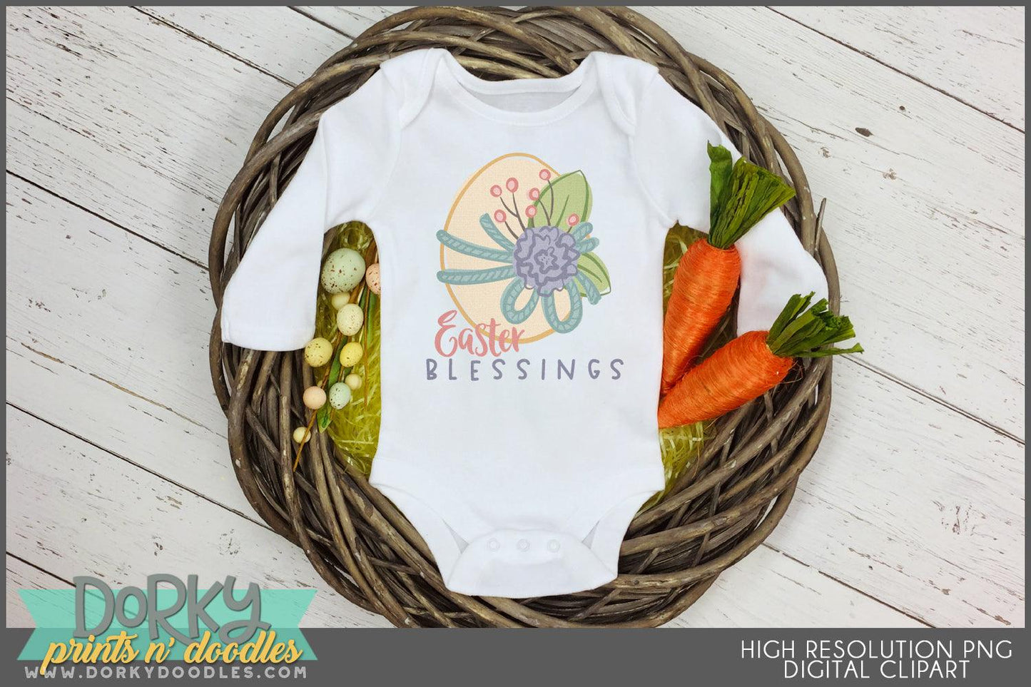 Floral Easter Eggs Spring Clipart - Dorky Doodles
