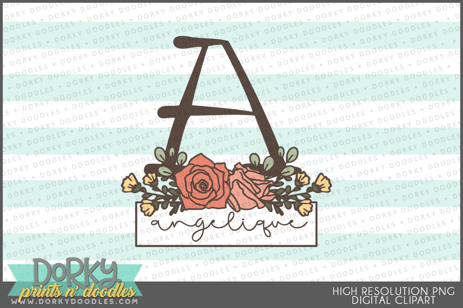 Floral Monogram Alphabet Clipart - Dorky Doodles