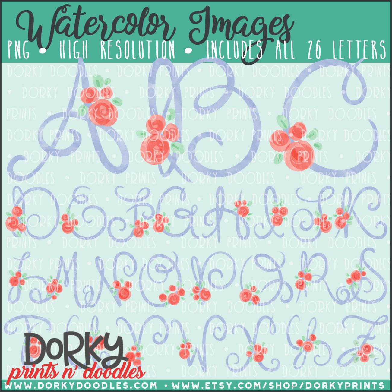Floral Paulette Alphabet Watercolor PNG
