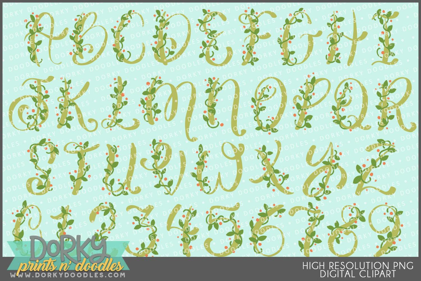 Floral Vine Alphabet Clipart
