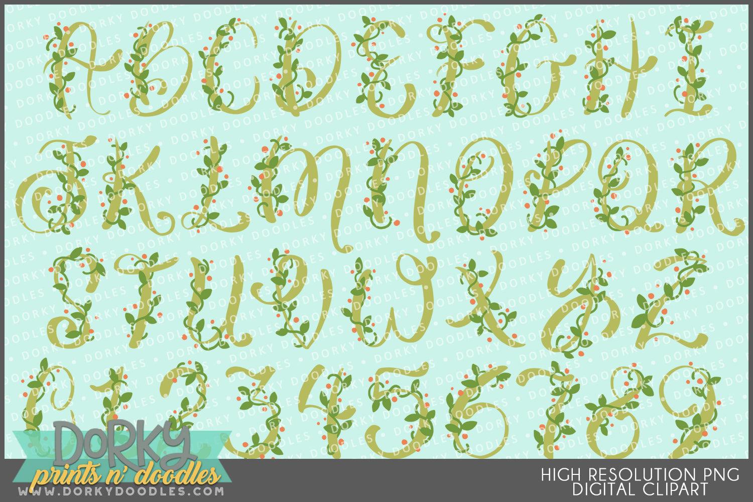 Floral Vine Alphabet Clipart