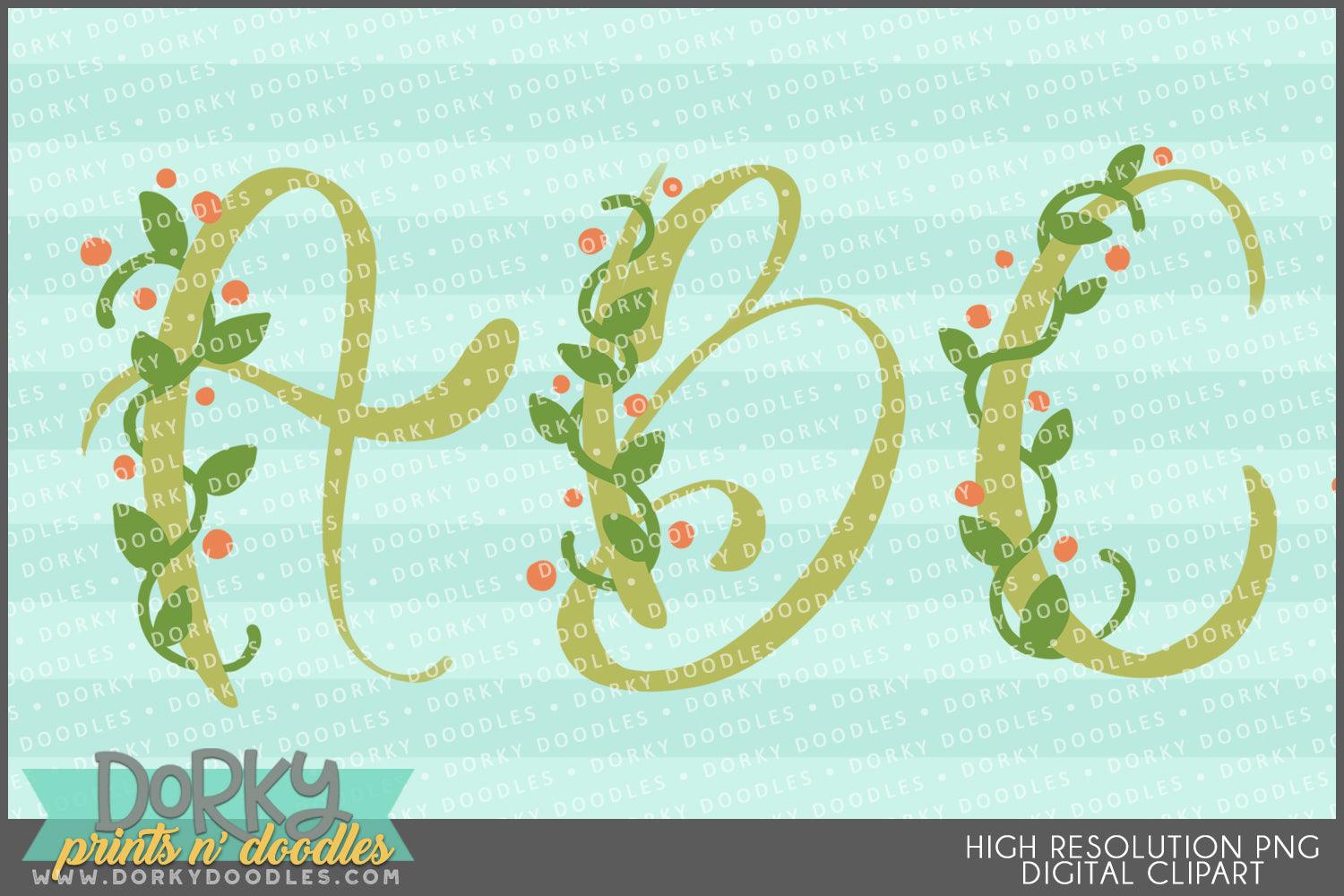 Floral Vine Alphabet Clipart