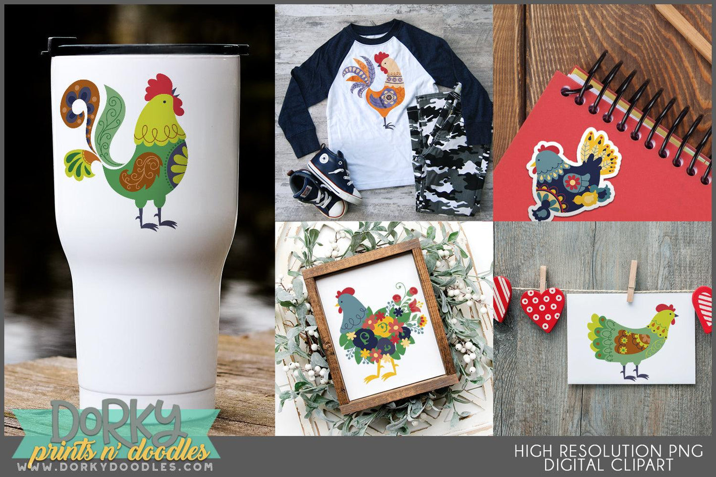 Folk Art Animals Clipart