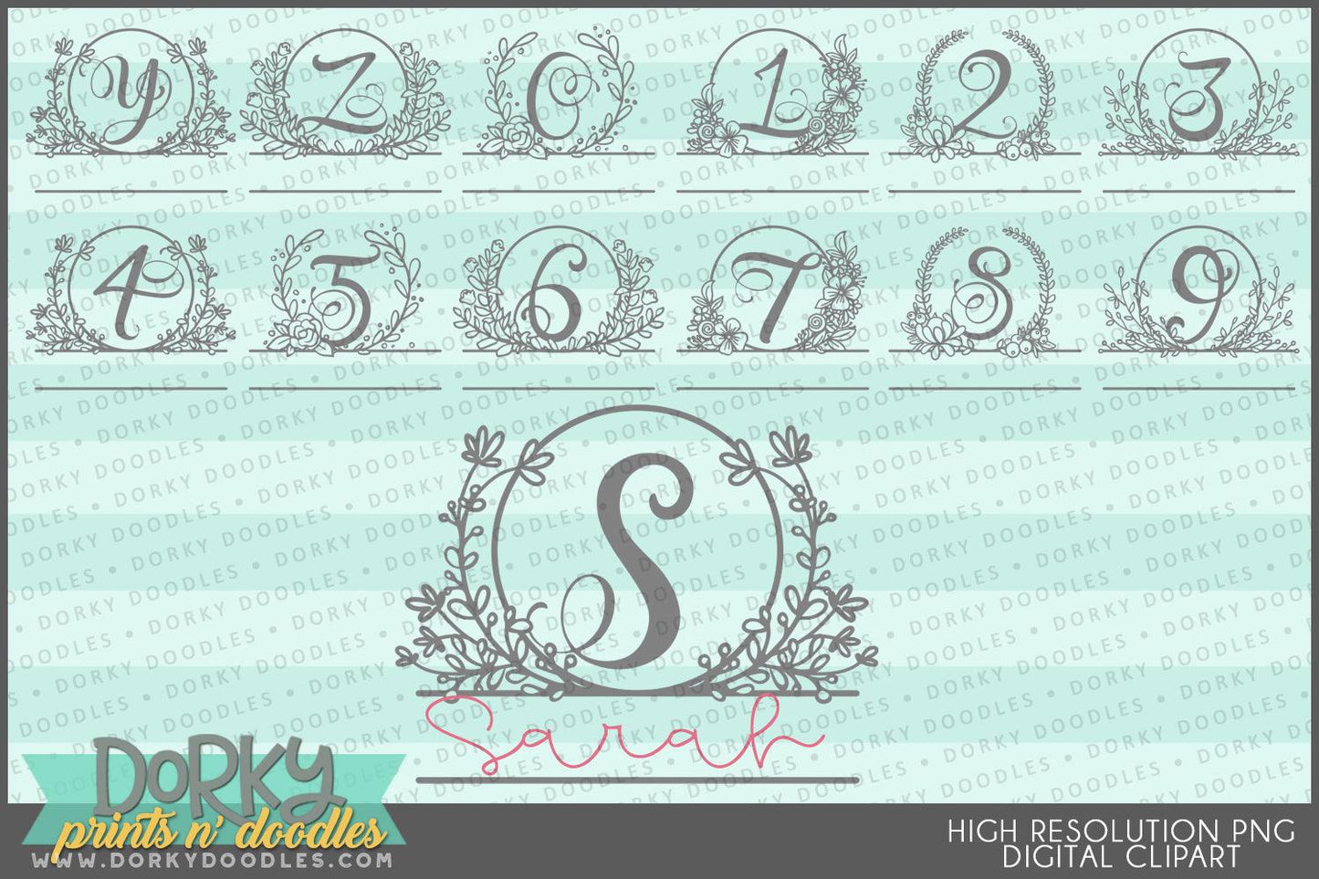 Framed Monogram Alphabet Clipart - Dorky Doodles