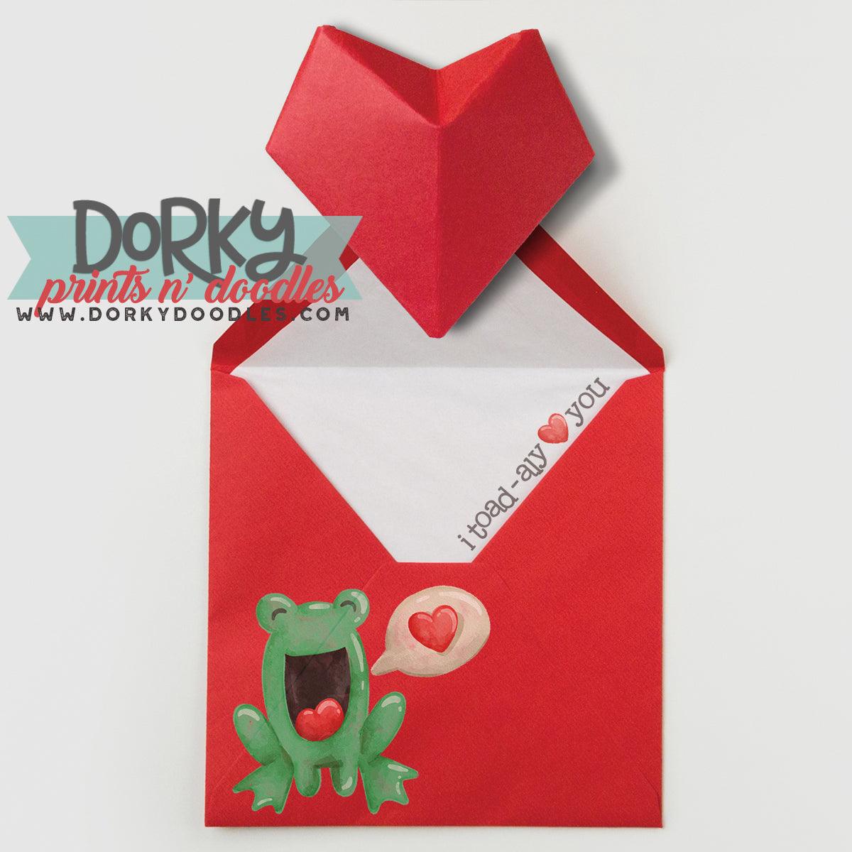 Frog Valentine's Day Watercolor PNG