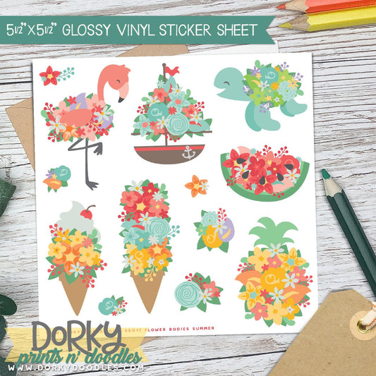 Fun Floral Summer Sticker Sheet