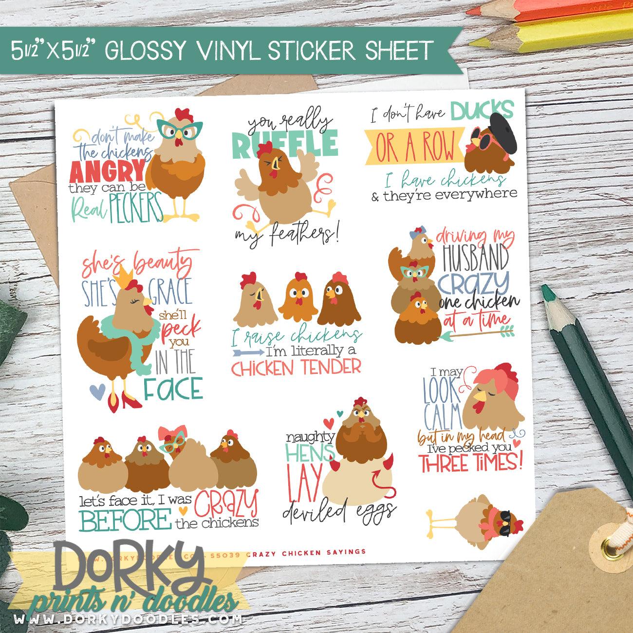 Funny Chicken Sayings Stickers Sheet